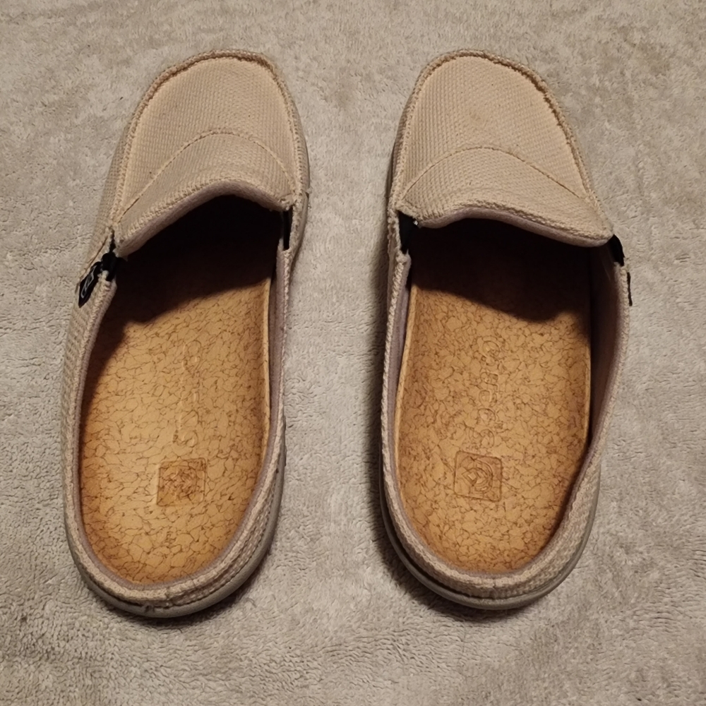 Spenco Size 10 Off-White Beige Canvas Fabric Slip-On Sneakers - Picture 3 of 5